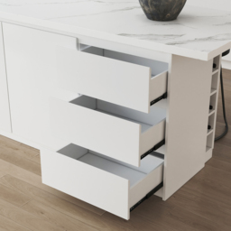180 cm Large White Kitchen Island with Storage Kitchen Cabinet Marble Veneered Top - thumbnail 9