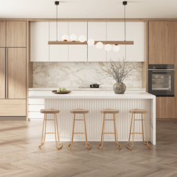 180 cm Large White Kitchen Island with Storage Kitchen Cabinet Marble Veneered Top - thumbnail 3