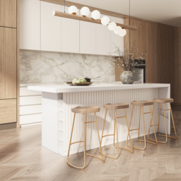 180 cm Large White Kitchen Island with Storage Kitchen Cabinet Marble Veneered Top - thumbnail 2