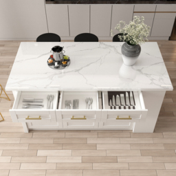 180 cm Kitchen Islands Sintered Stone White Modern with Storage Kitchen Cabinet - thumbnail 5