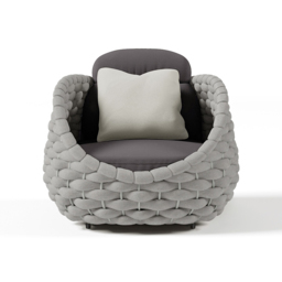 Cocaro Garden Aluminium & Rope Weave Lounge Chair in Grey - thumbnail 4