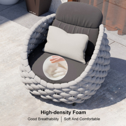 Cocaro Garden Aluminium & Rope Weave Lounge Chair in Grey - thumbnail 7