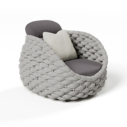 Cocaro Garden Aluminium & Rope Weave Lounge Chair in Grey - thumbnail 5