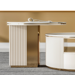Mytures Modern Round Nesting Coffee Table with Storage White Sintered Stone Set of 2 - thumbnail 6