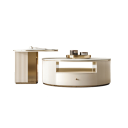 Mytures Modern Round Nesting Coffee Table with Storage White Sintered Stone Set of 2 - thumbnail 7