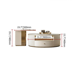 Mytures Modern Round Nesting Coffee Table with Storage White Sintered Stone Set of 2 - thumbnail 8