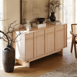 152 cm Mid-Century Modern Wooden Sideboard Buffet with Storage - thumbnail 1