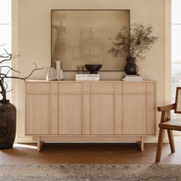 152 cm Mid-Century Modern Wooden Sideboard Buffet with Storage - thumbnail 3