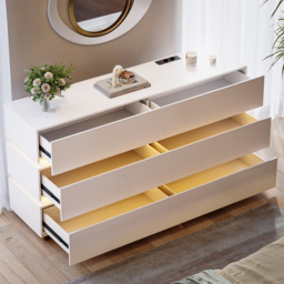 Lumio 1500 mm LED 6-Drawer Dresser with Charging Station - thumbnail 7