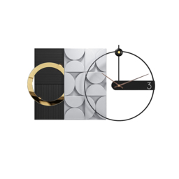 750mm Large Metal Geometric Wall Clock with Wood Pointer Modern Home Decor Black & Gray - thumbnail 6