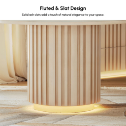 Aura 120 cm Round Faux Travertine Sintered Stone Dining Table, Fluted Base, Seats 4 - thumbnail 8
