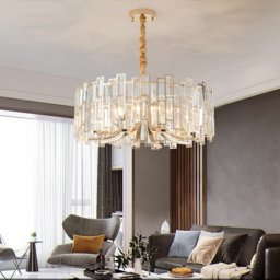 Clyvra 10-Light Modern Crystal Chandelier with Adjustable Chain in Gold - thumbnail 3