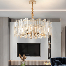 Clyvra 10-Light Modern Crystal Chandelier with Adjustable Chain in Gold - thumbnail 4