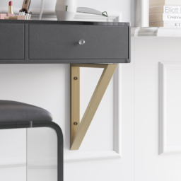 Glass Modern Floating Black Dressing Table with Tempered Top & Drawers Wall Mounted Beauty Station - thumbnail 6