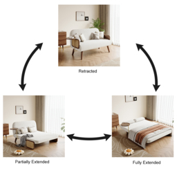 Mid-Century Modern Rattan Daybed Sofa Bed Convertible Sleeper Lounge Chair Folding - thumbnail 9