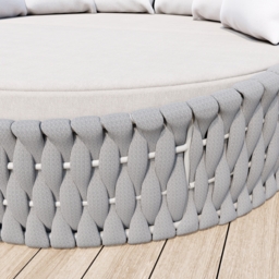 Cocaro 2 PCS Adjustable Patio Outdoor Daybed Round Sectional with Canopy Exterior Furniture in Warm White Cushion & Pillow Included - thumbnail 7
