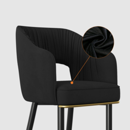 Modern Black Velvet Bar Stool Upholstery with Back and  Footrest - thumbnail 5
