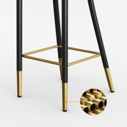 Modern Black Velvet Bar Stool Upholstery with Back and  Footrest - thumbnail 7