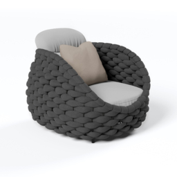 Cocaro 4 Pieces Woven Rope Garden Sofa Set Faux Marble Top Coffee Table in Black & Grey - thumbnail 8