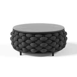 Cocaro 4 Pieces Woven Rope Garden Sofa Set Faux Marble Top Coffee Table in Black & Grey - thumbnail 9