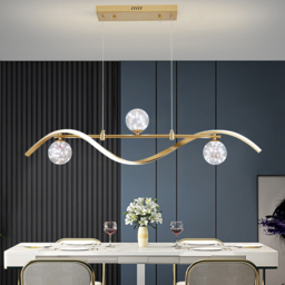 4-Light LED Linear Kitchen Island Lighting in Gold with Glass Globe Shade Dimmable - thumbnail 8