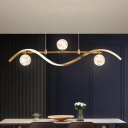 4-Light LED Linear Kitchen Island Lighting in Gold with Glass Globe Shade Dimmable - thumbnail 1