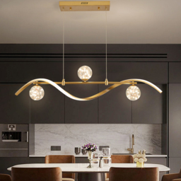 4-Light LED Linear Kitchen Island Lighting in Gold with Glass Globe Shade Dimmable - thumbnail 6