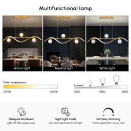 4-Light LED Linear Kitchen Island Lighting in Gold with Glass Globe Shade Dimmable - thumbnail 3