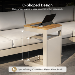 Tevara Outdoor Teak Aluminium Sand Side Table with Solar Light - thumbnail 8
