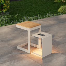 Tevara Outdoor Teak Aluminium Sand Side Table with Solar Light - thumbnail 3