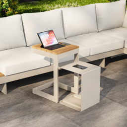 Tevara Outdoor Teak Aluminium Sand Side Table with Solar Light - thumbnail 4