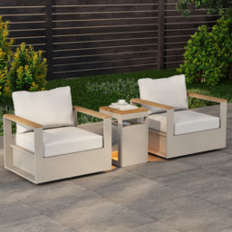 Tevara Outdoor Teak Aluminium Sand Side Table with Solar Light - thumbnail 7
