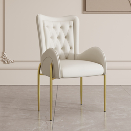 Oakic White PU Leather Upholstered Dining Chair Modern Tufted Wingback Chair 6-Pieces
