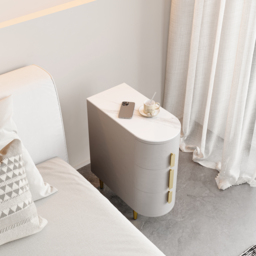 Modern Gray Narrow 3 Drawer Nightstand Sintered Stone Top Bedside Table Set of 2 - thumbnail 3