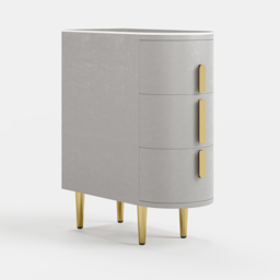 Modern Gray Narrow 3 Drawer Nightstand Sintered Stone Top Bedside Table Set of 2 - thumbnail 9