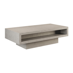 Japandi Rectangle Concrete Grey Coffee Table with 2 Drawers & Open Storage - thumbnail 5