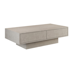 Japandi Rectangle Concrete Grey Coffee Table with 2 Drawers & Open Storage - thumbnail 7