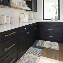 2 Pieces Modern Geometric Gradient Gold Washable Kitchen Runner Mats Non-slip Rug Set - thumbnail 7