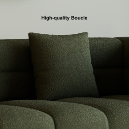200 cm Modern Green Boucle Upholstered Fluted 3 Seater Sofa for Living Room with pillow - thumbnail 7