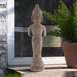555mm Brown Resin Garden Buddha Statue With Candle Holder Outdoor Sculpture Decor Art - thumbnail 4