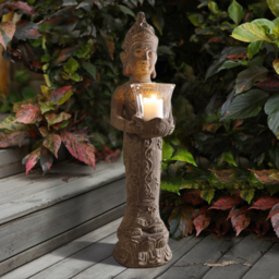 555mm Brown Resin Garden Buddha Statue With Candle Holder Outdoor Sculpture Decor Art - thumbnail 3