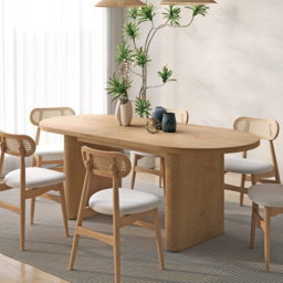 Fluve 160 cm - 200 cm Oval Extendable Natural Dining Table Butterfly Leaf 4-6 Seater - thumbnail 4
