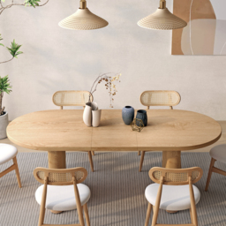 Fluve 160 cm - 200 cm Oval Extendable Natural Dining Table Butterfly Leaf 4-6 Seater - thumbnail 3