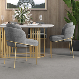 Modern Dining Chairs Cotton&Linen Upholstered Gray Side Chair in Gold Dining Room Chairs - thumbnail 3