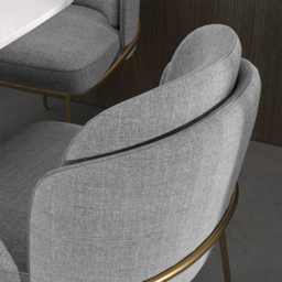 Modern Dining Chairs Cotton&Linen Upholstered Gray Side Chair in Gold Dining Room Chairs - thumbnail 9