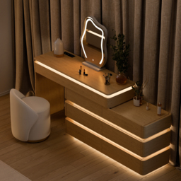 Retractable 120 cm Smart Dressing Table with Chair Dressing Table with Mirror & Lights