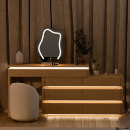 Retractable 120 cm Smart Dressing Table with Chair Dressing Table with Mirror & Lights - thumbnail 3