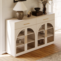Arune 160 cm Whitewash Wood Sideboard with Storage & LED Lights - thumbnail 5