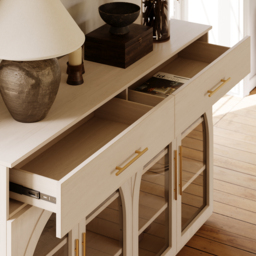 Arune 160 cm Whitewash Wood Sideboard with Storage & LED Lights - thumbnail 9