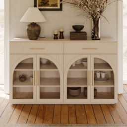 Arune 160 cm Whitewash Wood Sideboard with Storage & LED Lights - thumbnail 4